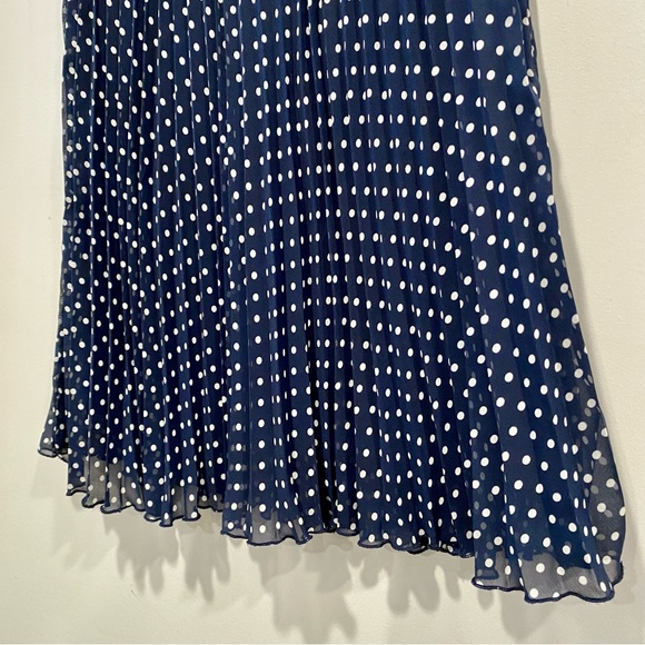 Forever 21 Navy Blue Pleated Polka Dot Skirt Women’s Size Medium - Picture 3 of 11